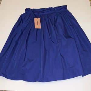 NWT Miu Miu Blue Pleated Belted Popeline Skirt